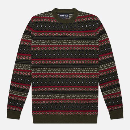 Мужской свитер  Easdale Fairisle Crew Neck, цвет зелёный, размер L Barbour