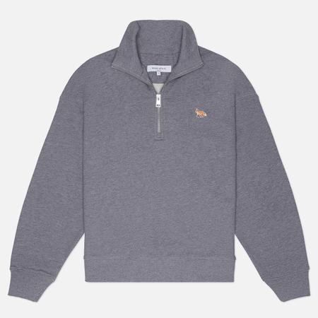 Женская толстовка  Baby Fox Half Zipped, цвет серый, размер S Maison Kitsune