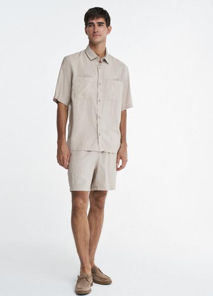 Рубашка с коротким рукавом из тенселя, Бежевый OSTIN