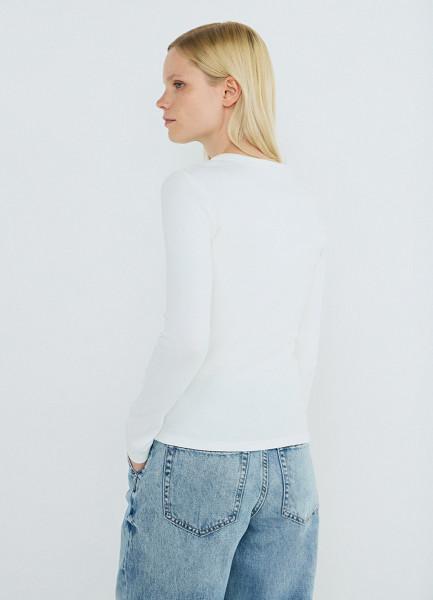 Лонгслив в рубчик, Белый OSTIN