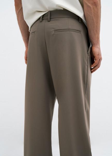 Широкие брюки со складками, Бежевый OSTIN