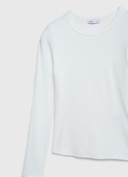 Лонгслив в рубчик, Белый OSTIN