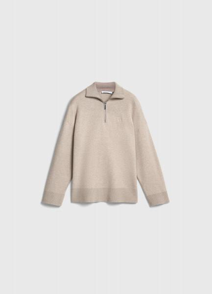 Джемпер с воротником-стойкой на молнии, Бежевый OSTIN