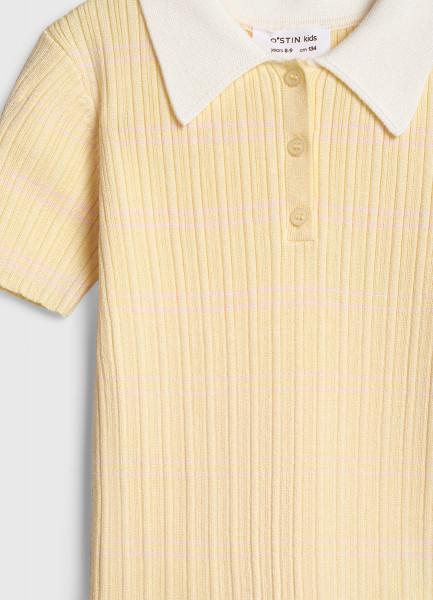 Вязаный джемпер с коротким рукавом для девочек, Желтый OSTIN