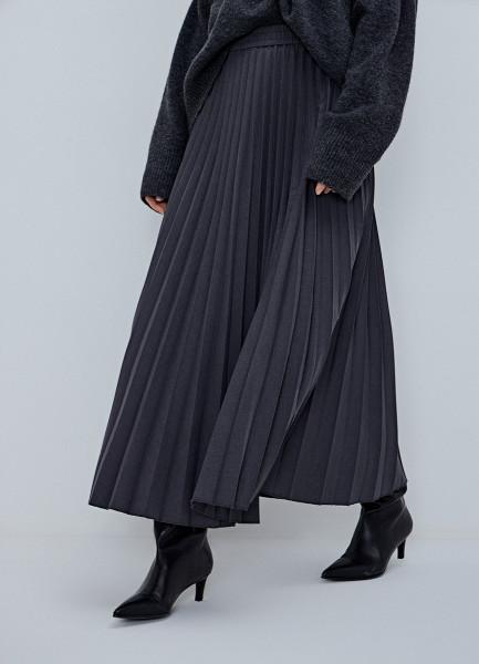 Плиссированная юбка миди A-силуэта, Серый OSTIN
