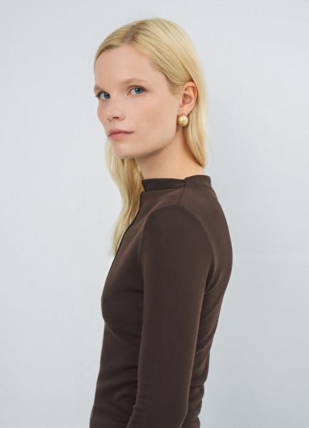 Лонгслив с шерстью, Коричневый OSTIN