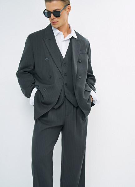 Брюки со складками O'STIN x Яндекс Книги, Серый OSTIN