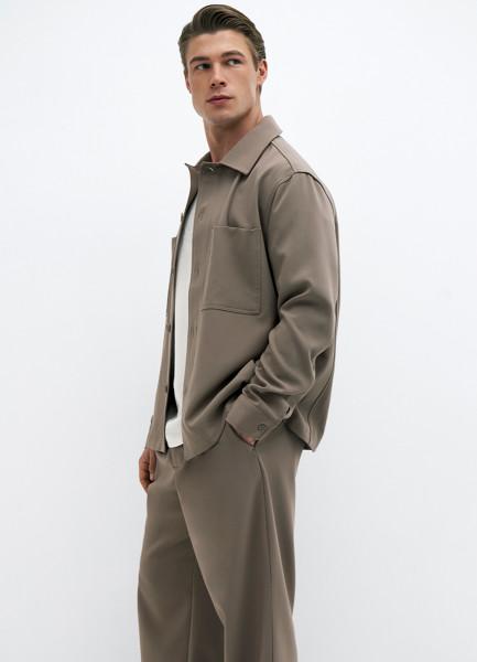 Широкие брюки со складками, Бежевый OSTIN