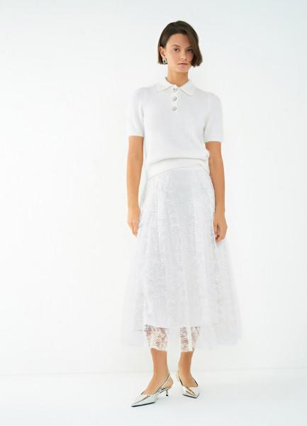 Джемпер поло из пряжи с ангорой, Белый OSTIN