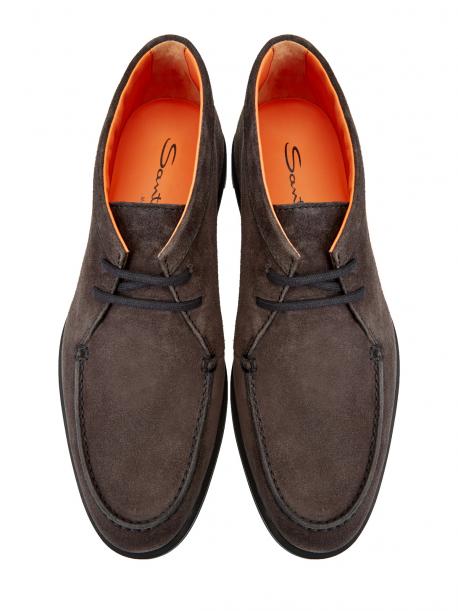 Замшевые ботинки-дезерты ручной работы на шнуровке Santoni