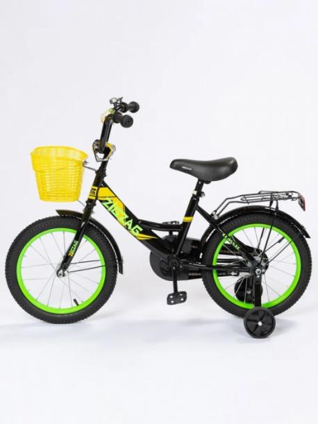 Детский велосипед  CLASSIC 14", черный/желтый/зеленый Zigzag