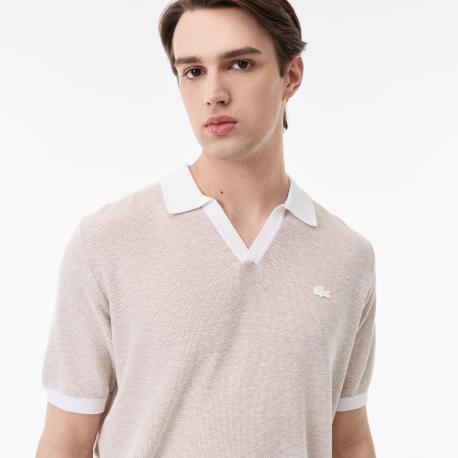 Мужское трикотажное поло  из смеси органического хлопка и льна Lacoste