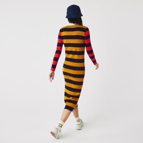 Женское платье-поло  в полоску Lacoste