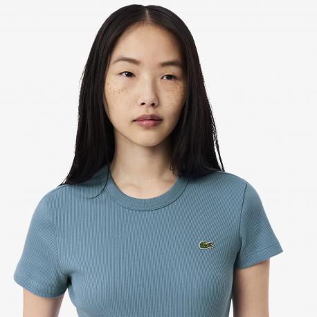 Женская Футболка  Slim Fit из хлопка в рубчик Lacoste