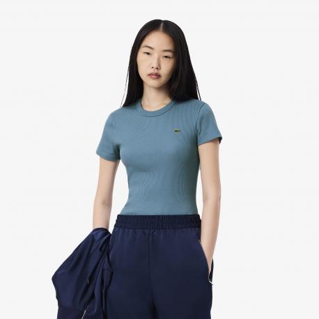 Женская Футболка  Slim Fit из хлопка в рубчик Lacoste