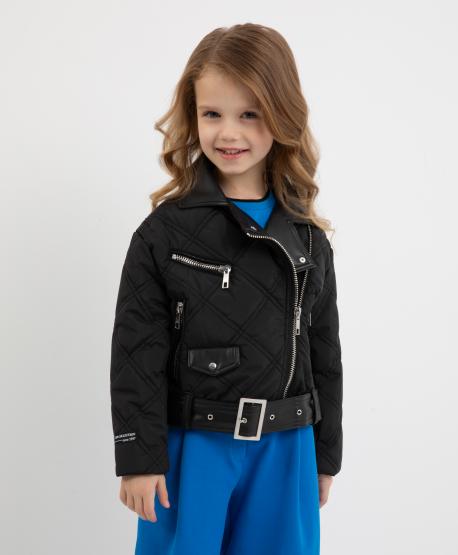Куртка-косуха утепленная стеганая черная для девочек Gulliver