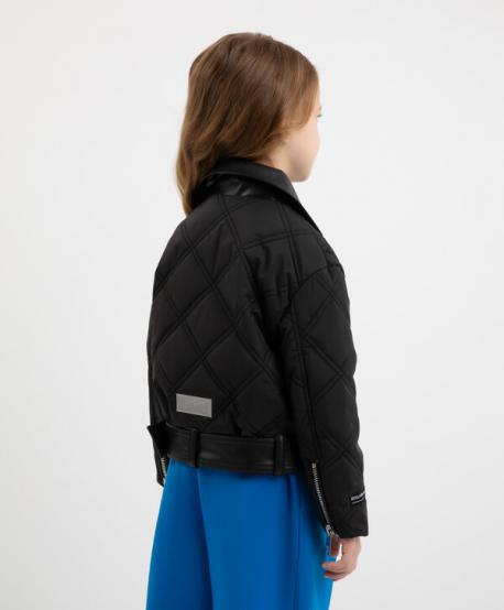 Куртка-косуха утепленная стеганая черная для девочек Gulliver