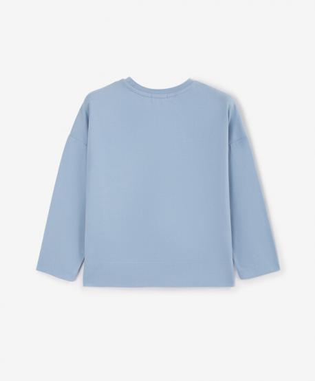 Лонгслив для девочки с декором из пайеток голубой  (104) Gulliver