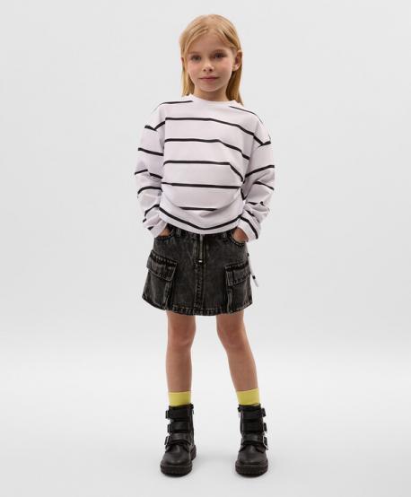 Юбка детская серая джинсовая с накладными кармнами  (104) Gulliver