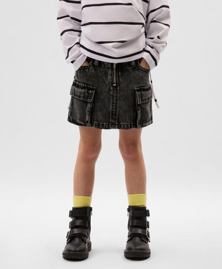 Юбка детская серая джинсовая с накладными кармнами  (104) Gulliver