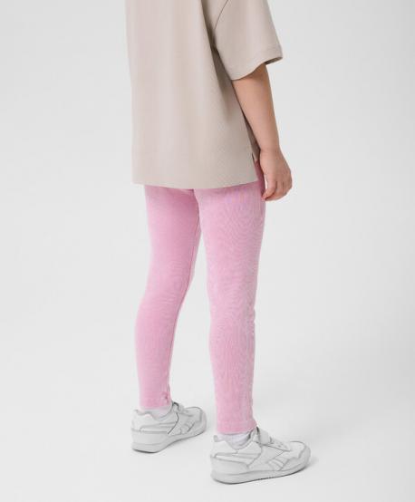 Леггинсы для девочки из вареного трикотажа в рубчик розовые  (122) Gulliver