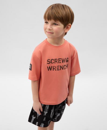 Футболка с коротким рукавом для мальчика с принтом терракотовая Gulliver