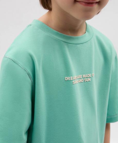 Футболка с коротким рукавом для мальчика с принтом ментоловая  (122) Gulliver