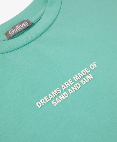 Футболка с коротким рукавом для мальчика с принтом ментоловая  (122) Gulliver