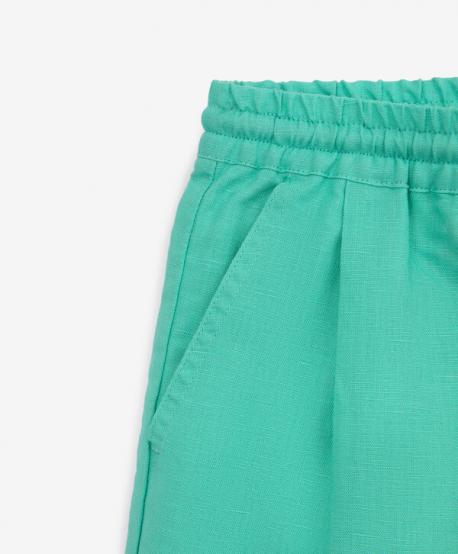 Шорты для мальчика льняные с поясом на резинке ментоловые  (128) Gulliver