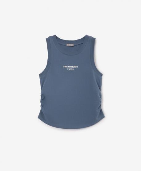 Майка для девочки со сборками на боковых швах синяя  (164) Gulliver