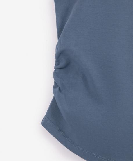 Майка для девочки со сборками на боковых швах синяя  (164) Gulliver