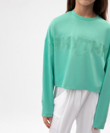 Лонгслив для девочки укороченный силуэта умеренный оверсайз мятный  (164) Gulliver