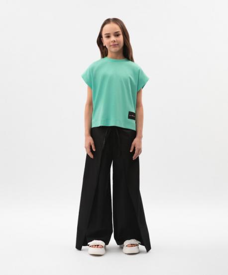 Футболка для девочки из мерсеризированного интерлока мятная  (164) Gulliver