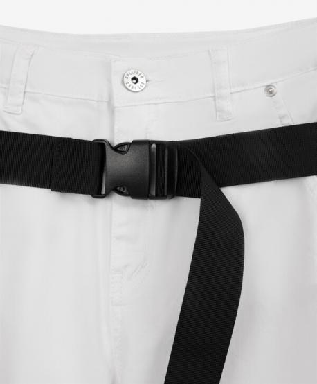 Джинсы для девочки силуэта Mom fit белые с контрастным поясом  (158) Gulliver