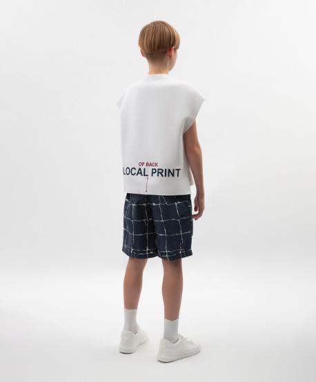 Майка для мальчика с принтом оверсайз белая  (164) Gulliver