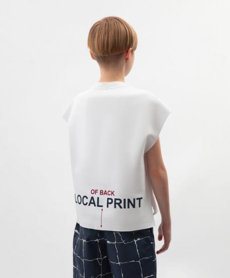 Майка для мальчика с принтом оверсайз белая  (164) Gulliver