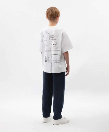 Футболка для мальчика с декором оверсайз белая Gulliver