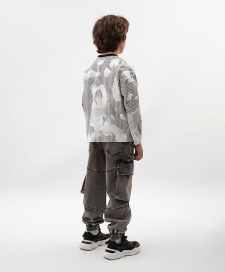 Лонгслив для мальчика с принтом белый  (164) Gulliver