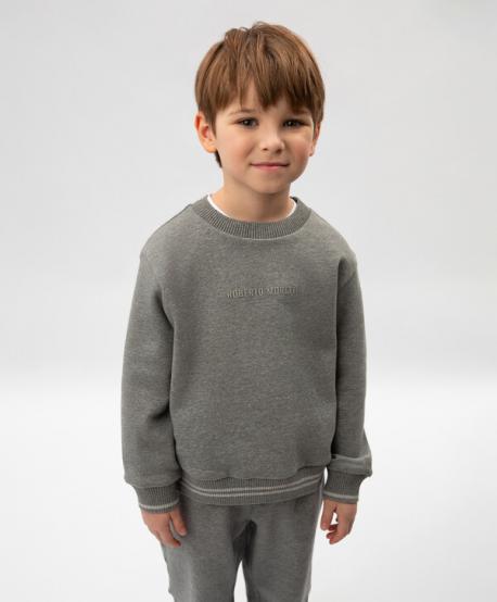 Свитшот для мальчика серый из меланжевого трикотажа  (152) Roberto Moretti