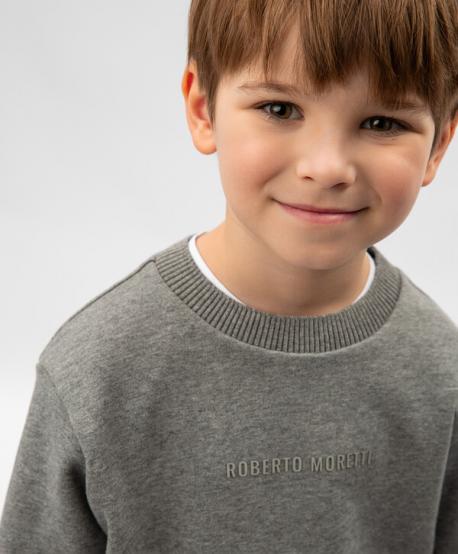 Свитшот для мальчика серый из меланжевого трикотажа  (152) Roberto Moretti