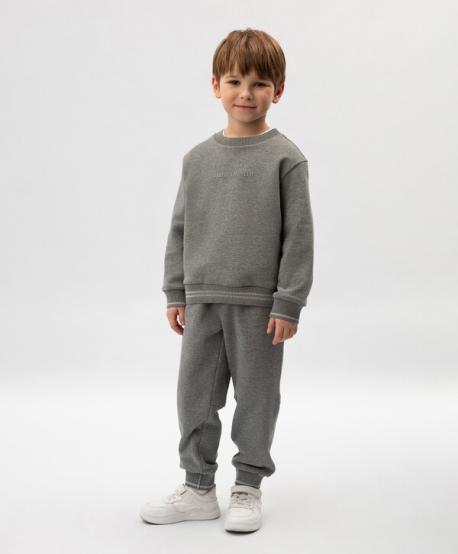 Свитшот для мальчика серый из меланжевого трикотажа  (152) Roberto Moretti