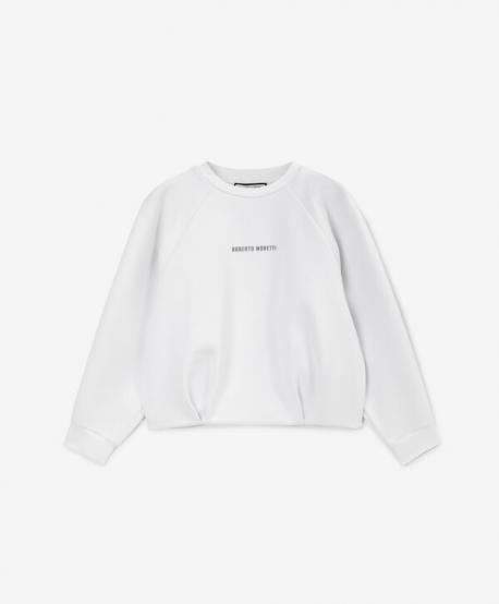 Белый свитшот для девочки с принтом трикотажный Roberto Moretti
