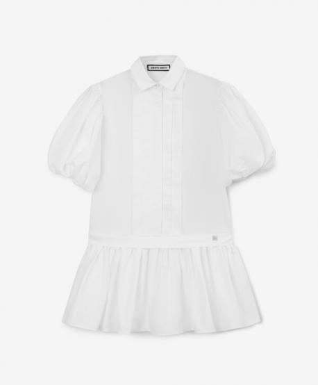 Платье детское с коротким рукавом текстильное трапециевидной формы белое Roberto Moretti