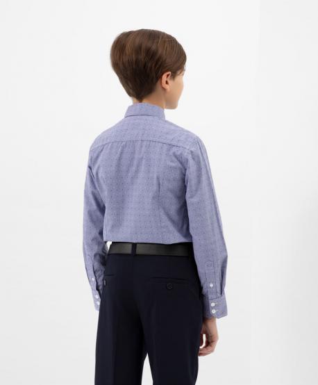 Сорочка полуприлегающего силуэта с длинным рукавом синяя для мальчика Gulliver