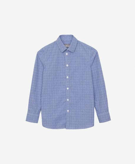 Сорочка полуприлегающего силуэта с длинным рукавом синяя для мальчика Gulliver