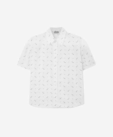 Блузка с коротким рукавом прямой формы с рисунком для девочки  (128) Gulliver