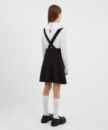 Юбка со съёмными лямками чёрная для девочки  (134) Gulliver