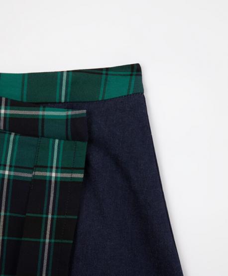 Юбка джинсовая с накладной деталью в клетку для девочки Gulliver