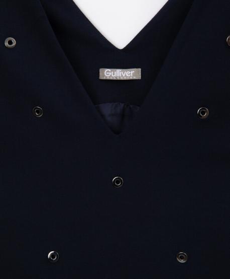 Сарафан трикотажный с люверсами синий для девочки  (146) Gulliver