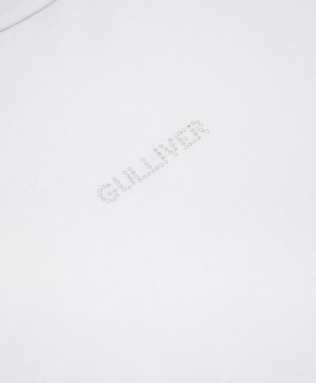 Лонгслив с отделкой стразами белый для девочки  (134) Gulliver